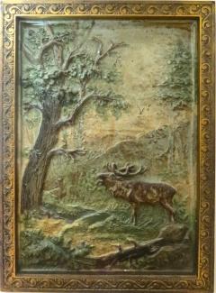  Bradley Hubbard Elk Nature Scene Cast Iron Plaque by Bradley Hubbard Co Circa 1880 - 471618