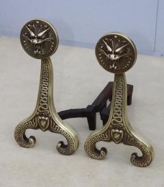  Bradley Hubbard Manufacturing Company Bradley Hubbard Solid Brass Dragons Antique Fireplace Andirons - 3631156