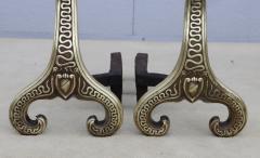  Bradley Hubbard Manufacturing Company Bradley Hubbard Solid Brass Dragons Antique Fireplace Andirons - 3631157