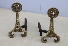  Bradley Hubbard Manufacturing Company Bradley Hubbard Solid Brass Dragons Antique Fireplace Andirons - 3631161