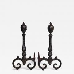  Bradley Hubbard Manufacturing Company Pair of Lemon Finial Cast Iron Andiron by Bradley Hubbard 1900 United States - 3010527