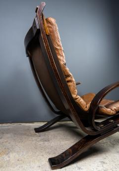  Bramin M bler Focus Leather and Bentwood Lounge Chair 1970s Bramin Denmark - 2142137