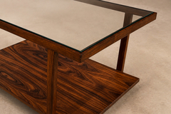  Branco Preto Rectangular Side Table in Rosewood Glass Branco e Preto - 4763851