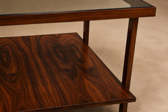  Branco Preto Rectangular Side Table in Rosewood Glass Branco e Preto - 4763855