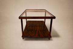  Branco Preto Rectangular Side Table in Rosewood Glass Branco e Preto - 4763858