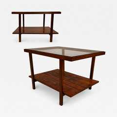  Branco Preto Rectangular Side Table in Rosewood Glass Branco e Preto - 4779119