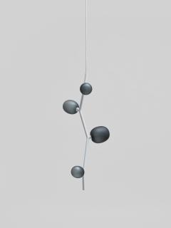  Brokis Koldova Ivy Vertical 4 Blown Smoke Grey Glass Pendant in White for Brokis - 2903200