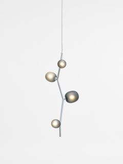  Brokis Koldova Ivy Vertical 4 Blown Smoke Grey Glass Pendant in White for Brokis - 2903201