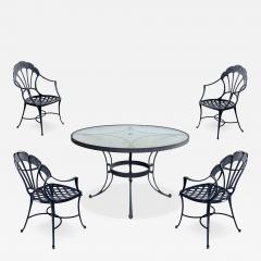  Brown Jordan Furniture Vintage Brown Jordan Aluminum Outdoor Round Table with Four Chairs - 4555144