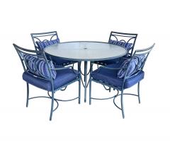  Brown Jordan Furniture Vintage Brown Jordan Aluminum Round Table with Four Arm Chairs - 4543826