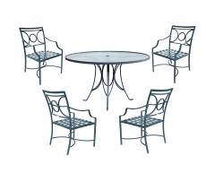  Brown Jordan Furniture Vintage Brown Jordan Aluminum Round Table with Four Arm Chairs - 4544077