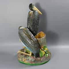  Brown Westhead Moore Co Brown Westhead Moore Co Majolica Storks Vase - 4112917
