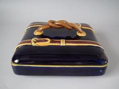  Brown Westhead Moore Co Brown Westhead Moore and Co Majolica Belted Suitcase Box and Cover - 1959479