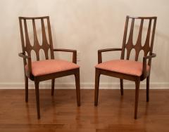  Broyhill Brasilia Broyhill Brasilia Dining Table Chairs in Walnut Pink Upholstery w 2 Leaves - 3955202