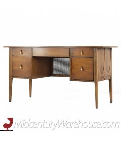  Broyhill Brasilia Broyhill Brasilia Mid Century Desk Walnut and Brass Desk - 3092153