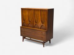  Broyhill Brasilia Broyhill Brasilia Mid Century Modern Walnut Brass Highboy USA 1960s - 4124525