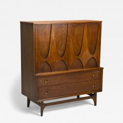  Broyhill Brasilia Broyhill Brasilia Mid Century Modern Walnut Brass Highboy USA 1960s - 4125288