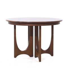  Broyhill Brasilia Broyhill Brasilia Mid Century Round Walnut Expanding Dining Table with 3 Leaves - 3954948