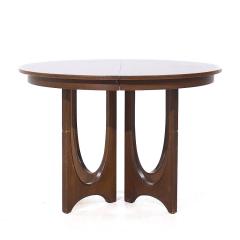  Broyhill Brasilia Broyhill Brasilia Mid Century Round Walnut Expanding Dining Table with 3 Leaves - 3954949