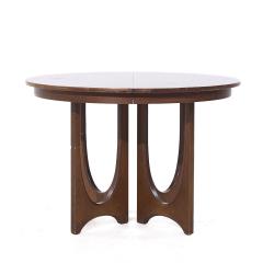  Broyhill Brasilia Broyhill Brasilia Mid Century Round Walnut Expanding Dining Table with 3 Leaves - 3954951