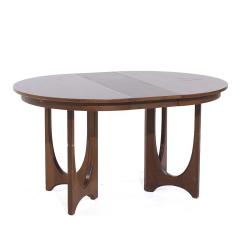  Broyhill Brasilia Broyhill Brasilia Mid Century Round Walnut Expanding Dining Table with 3 Leaves - 3975843