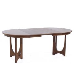  Broyhill Brasilia Broyhill Brasilia Mid Century Round Walnut Expanding Dining Table with 3 Leaves - 3975844