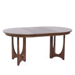  Broyhill Brasilia Broyhill Brasilia Mid Century Round Walnut Expanding Dining Table with 3 Leaves - 3975845