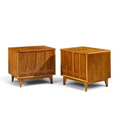  Broyhill Brasilia Broyhill Brasilia Mid Century Walnut Commode Nightstands Pair - 4754248