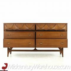  Broyhill Brasilia Broyhill Brasilia Mid Century Walnut and Brass 6 Drawer Dresser - 3688202