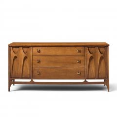  Broyhill Brasilia Broyhill Brasilia Mid Century Walnut and Brass 66 Inch Credenza - 4681125