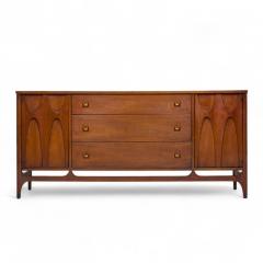  Broyhill Brasilia Broyhill Brasilia Mid Century Walnut and Brass 66 inch Credenza - 4311174