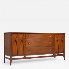  Broyhill Brasilia Broyhill Brasilia Mid Century Walnut and Brass 66 inch Credenza - 4311486