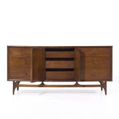  Broyhill Brasilia Broyhill Brasilia Mid Century Walnut and Brass 9 Drawer Lowboy Dresser - 4214656