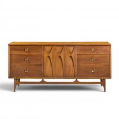  Broyhill Brasilia Broyhill Brasilia Mid Century Walnut and Brass 9 Drawer Lowboy Dresser - 4603604