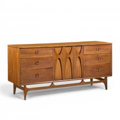  Broyhill Brasilia Broyhill Brasilia Mid Century Walnut and Brass 9 Drawer Lowboy Dresser - 4603751