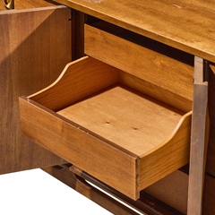  Broyhill Brasilia Broyhill Brasilia Mid Century Walnut and Brass 9 Drawer Lowboy Dresser - 4704489