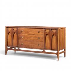  Broyhill Brasilia Broyhill Brasilia Mid Century Walnut and Brass Credenza and Hutch - 4625608