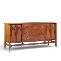  Broyhill Brasilia Broyhill Brasilia Mid Century Walnut and Brass Credenza and Hutch - 4625610