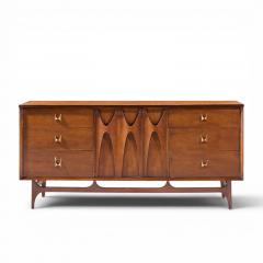  Broyhill Brasilia Broyhill Brasilia Mid Century Walnut and Brass Lowboy 9 Drawer Dresser - 4646362