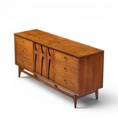  Broyhill Brasilia Broyhill Brasilia Mid Century Walnut and Brass Lowboy 9 Drawer Dresser - 4646369