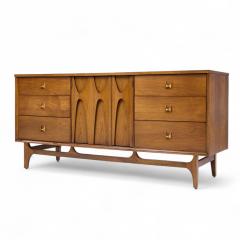  Broyhill Brasilia Broyhill Brasilia Mid Century Walnut and Brass Lowboy Dresser - 4304867