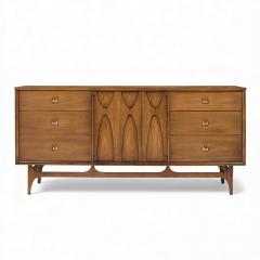  Broyhill Brasilia Broyhill Brasilia Mid Century Walnut and Brass Lowboy Dresser - 4393783