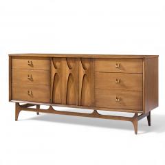  Broyhill Brasilia Broyhill Brasilia Mid Century Walnut and Brass Lowboy Dresser - 4393784
