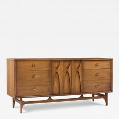  Broyhill Brasilia Broyhill Brasilia Mid Century Walnut and Brass Lowboy Dresser - 4393827