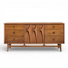  Broyhill Brasilia Broyhill Brasilia Mid Century Walnut and Brass Lowboy Dresser - 4443993