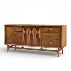  Broyhill Brasilia Broyhill Brasilia Mid Century Walnut and Brass Lowboy Dresser - 4443994