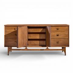  Broyhill Brasilia Broyhill Brasilia Mid Century Walnut and Brass Lowboy Dresser - 4443998