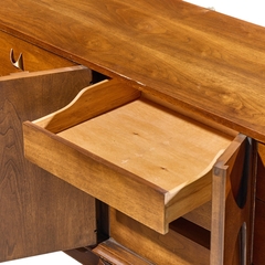  Broyhill Brasilia Broyhill Brasilia Mid Century Walnut and Brass Lowboy Dresser - 4738443