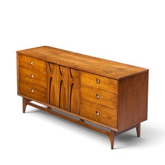  Broyhill Brasilia Broyhill Brasilia Mid Century Walnut and Brass Lowboy Dresser - 4738444