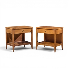  Broyhill Brasilia Broyhill Brasilia Mid Century Walnut and Brass Nightstands Pair - 4704491